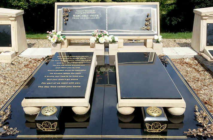 Double Grave Vault Stone Book Memorial