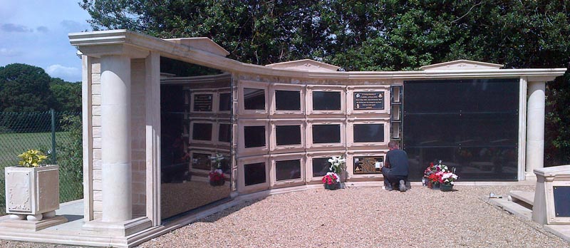 The first phase included a corner mausoleum with front and side charging interment positions